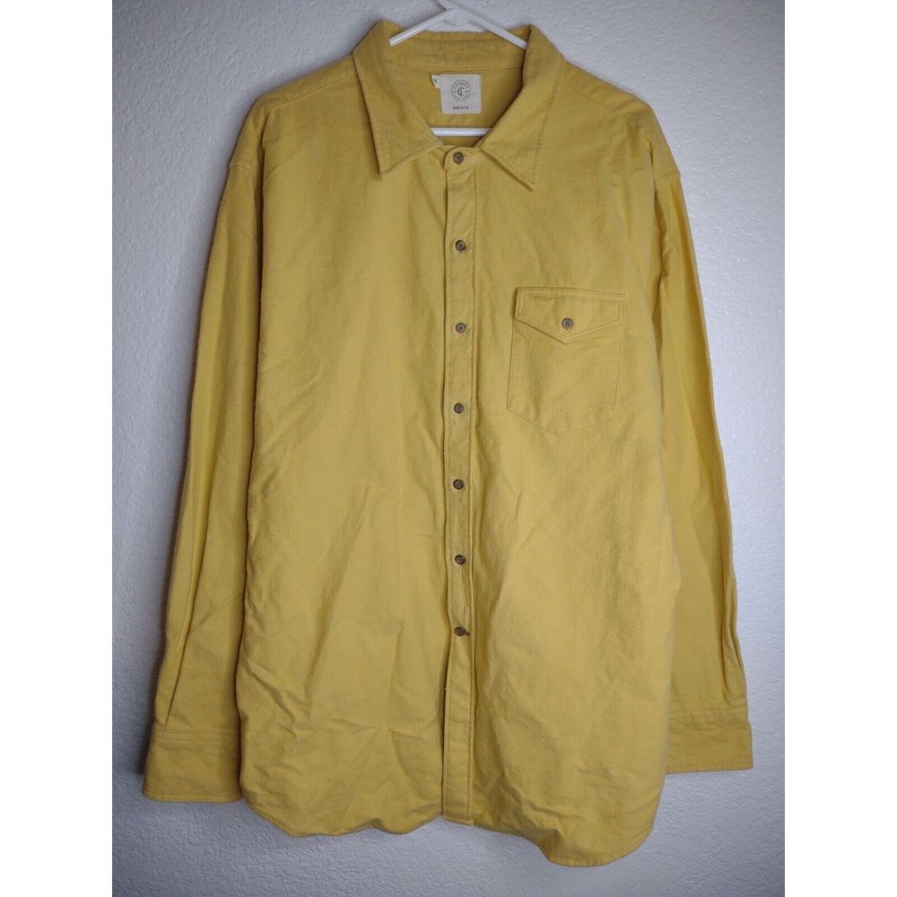 Criquet Chamois Shirt USA Men's XXL Yellow Brushed Cotton Long Sleeve Button Up